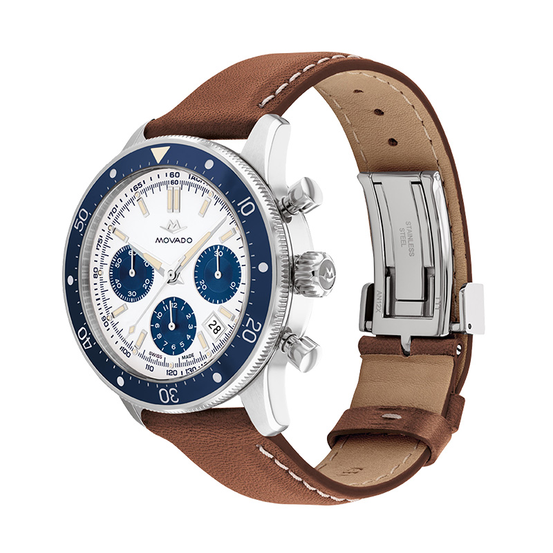 Movado Alta Super Sub Sea Chronograph 43mm Men's Watch, White Dial