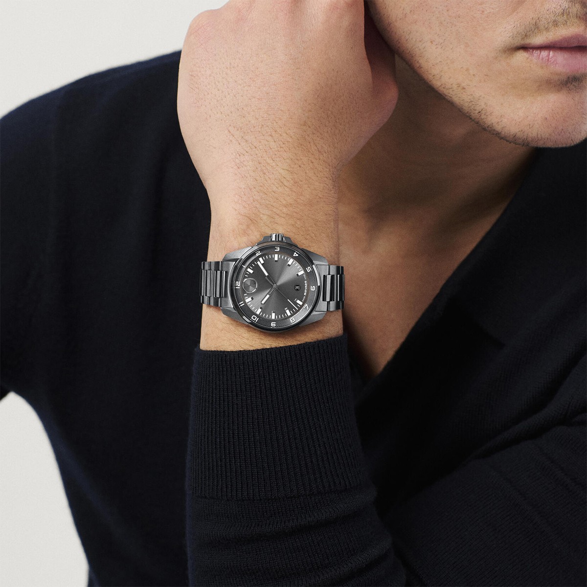 Movado BOLD Verso S 42mm Men's Watch, Grey Sunray Dial