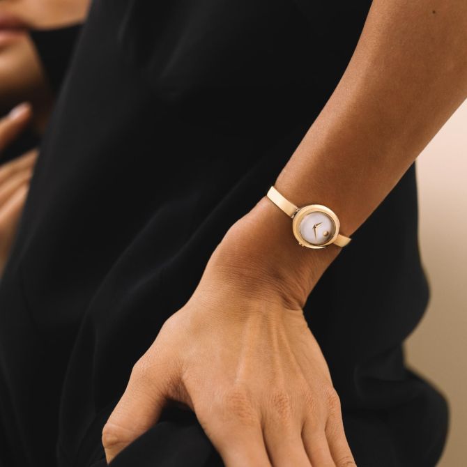 Movado Museum Bangle 21.5mm x 25.5mm Women's Watch, Silver White