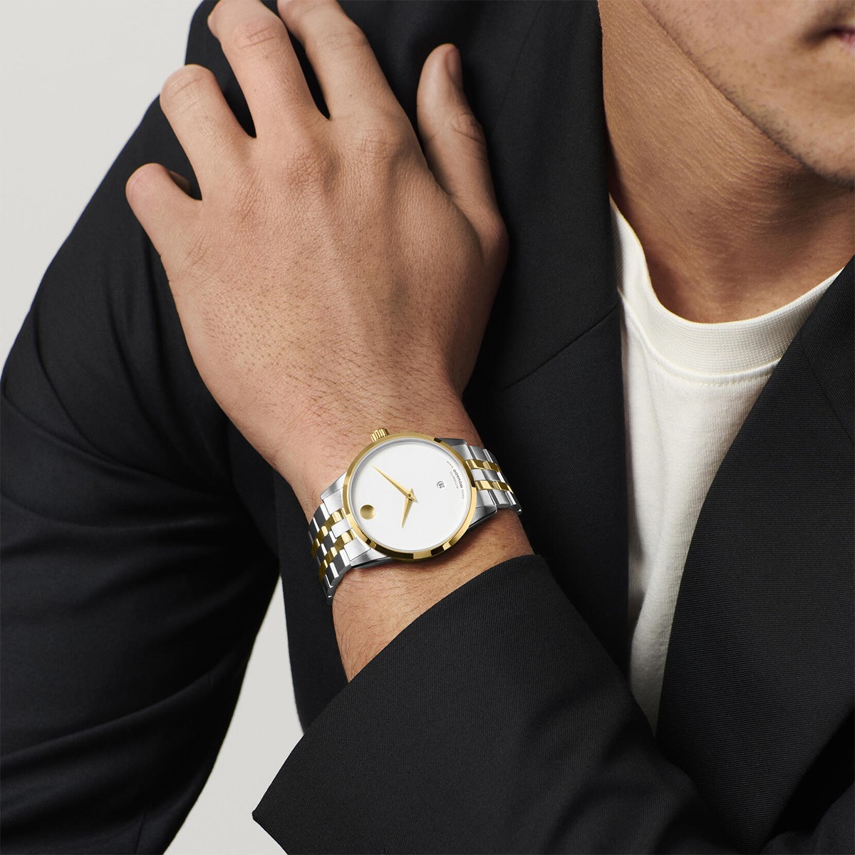 Movado Museum Classic 40mm Men's Watch, Matte Powder White Dial