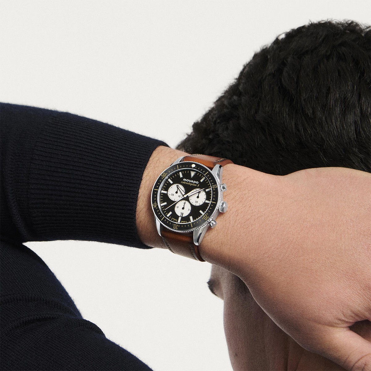 Movado Heritage Calendoplan S Chronograph 42mm Men's Watch, Black and White Dial