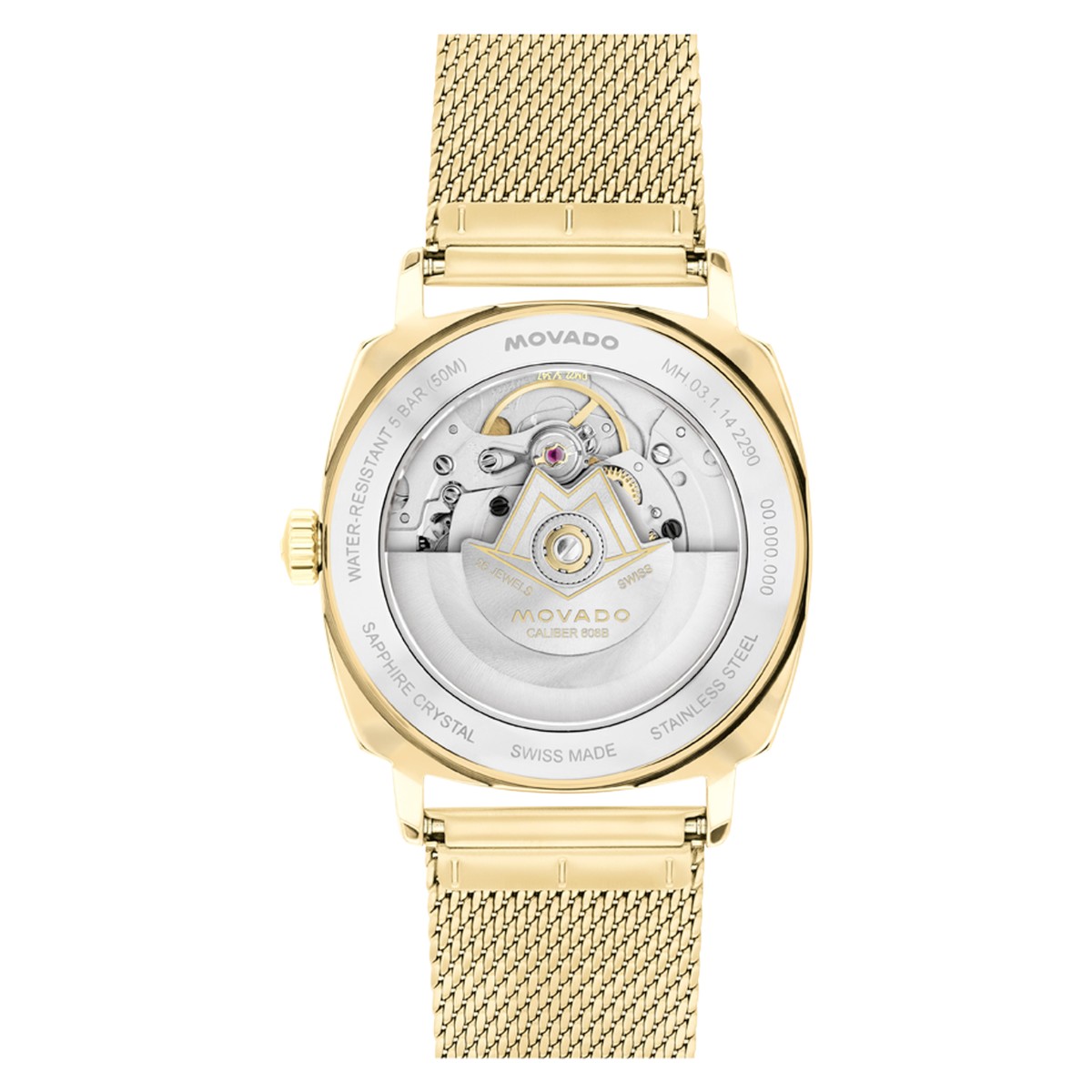 Movado Heritage Kingmatic 35mm Men's Watch, Gold Dial