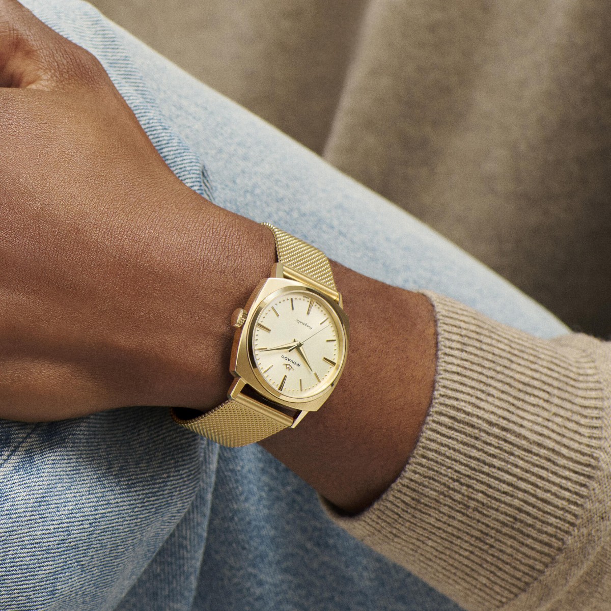 Movado Heritage Kingmatic 35mm Men's Watch, Gold Dial