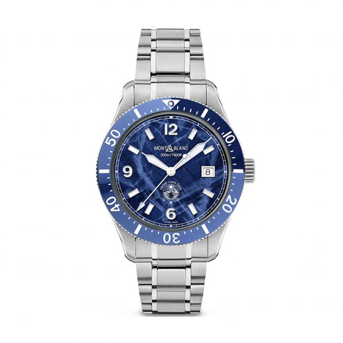 Montblanc 1858 Iced Sea Automatic Date 41mm Watch, Blue Glacier Pattern Dial