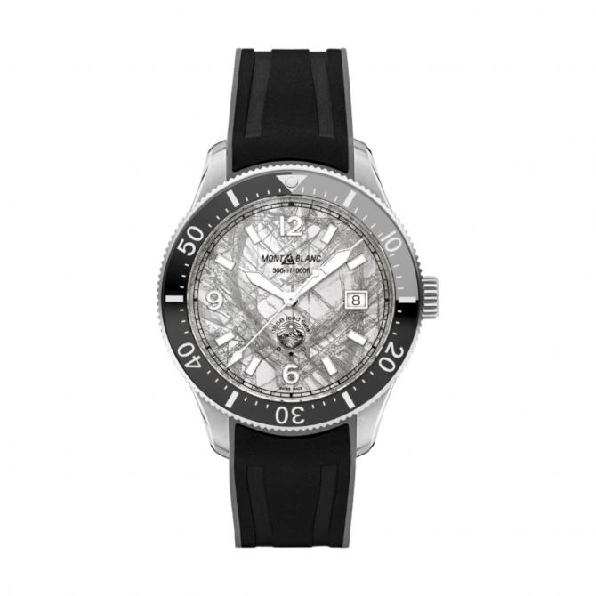 Montblanc 1858 Automatic Date 41mm Men's Watch, Iced Sea Dial and Black Rubber Brand