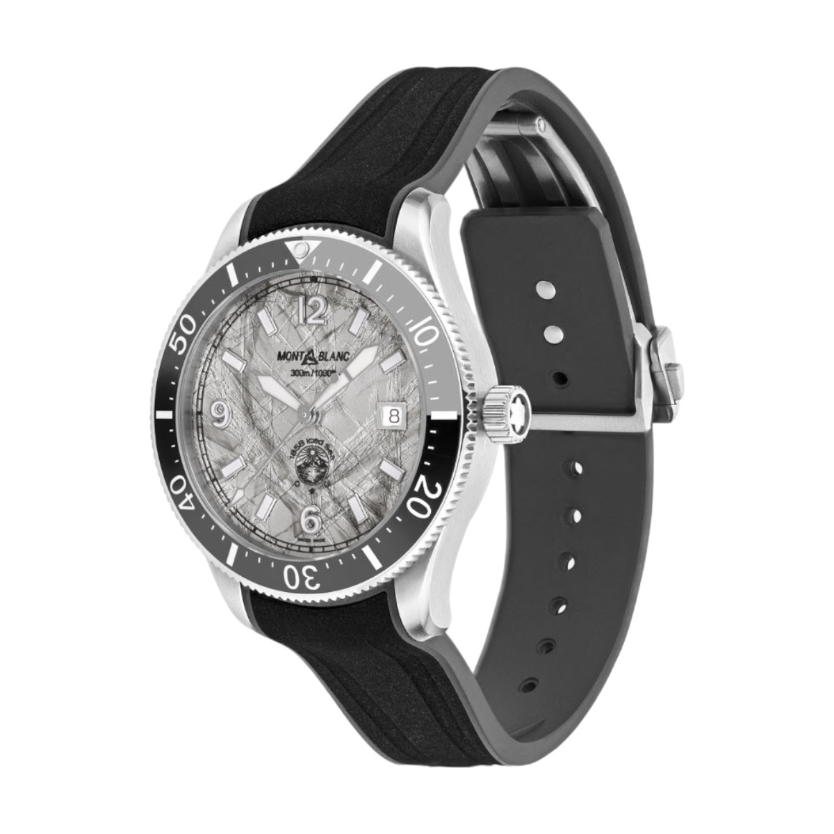 Montblanc 1858 Automatic Date 41mm Men's Watch, Iced Sea Dial and Black Rubber Brand