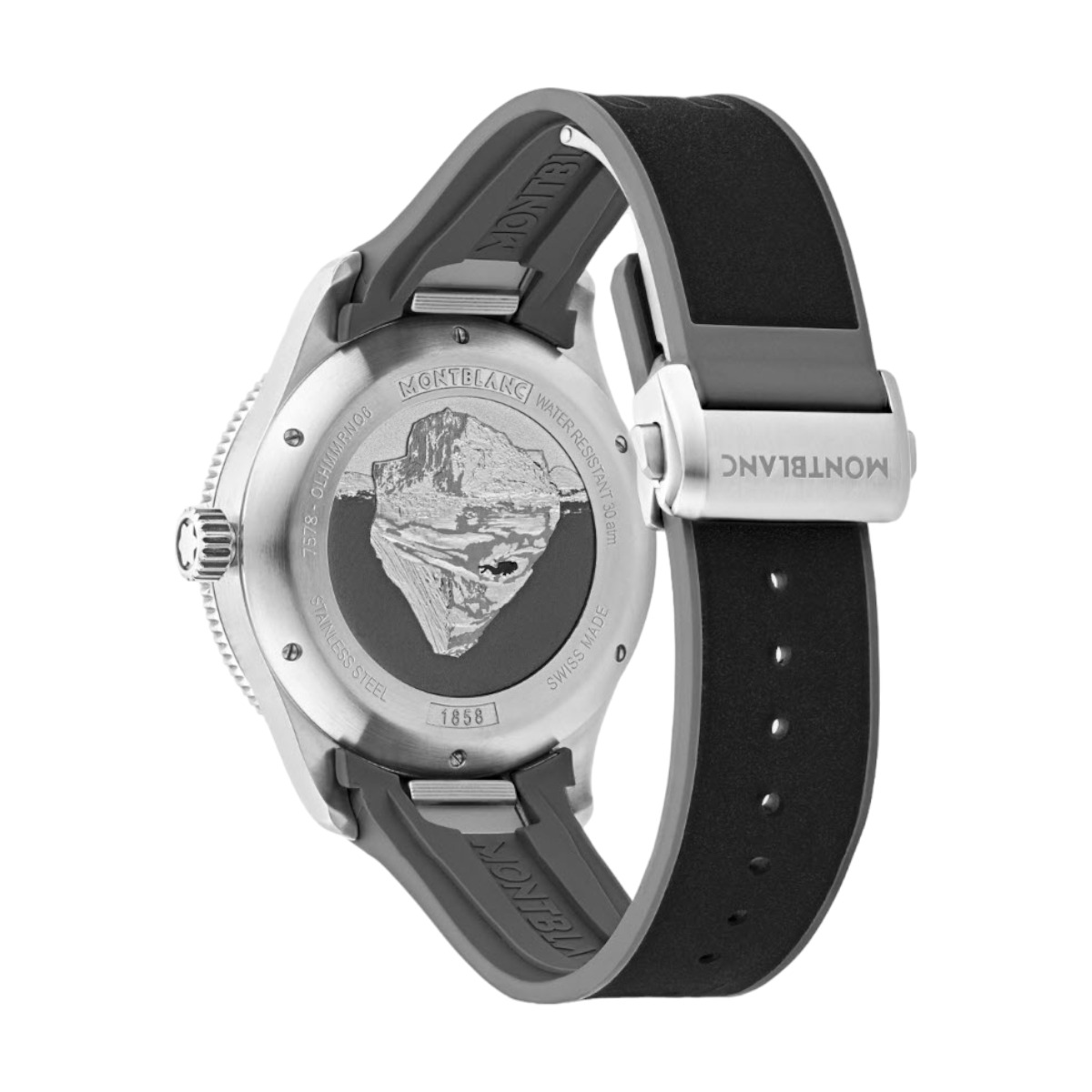 Montblanc 1858 Automatic Date 41mm Men's Watch, Iced Sea Dial and Black Rubber Brand