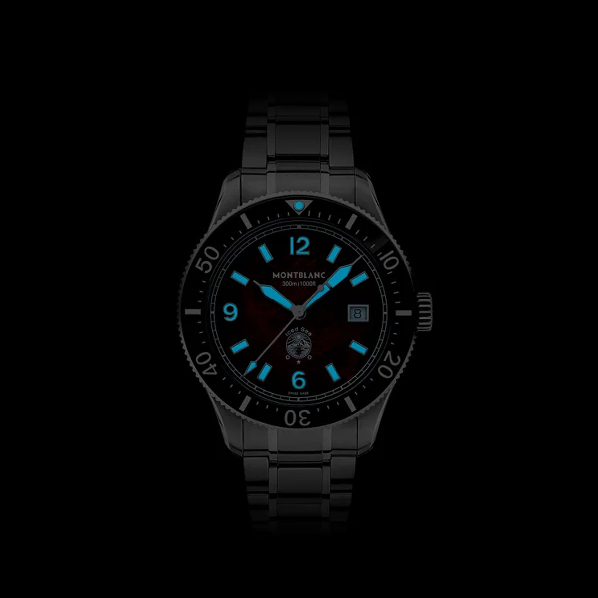 Montblanc Iced Sea Automatic Date Men's Watch, Burgundy Glacier Pattern Dial