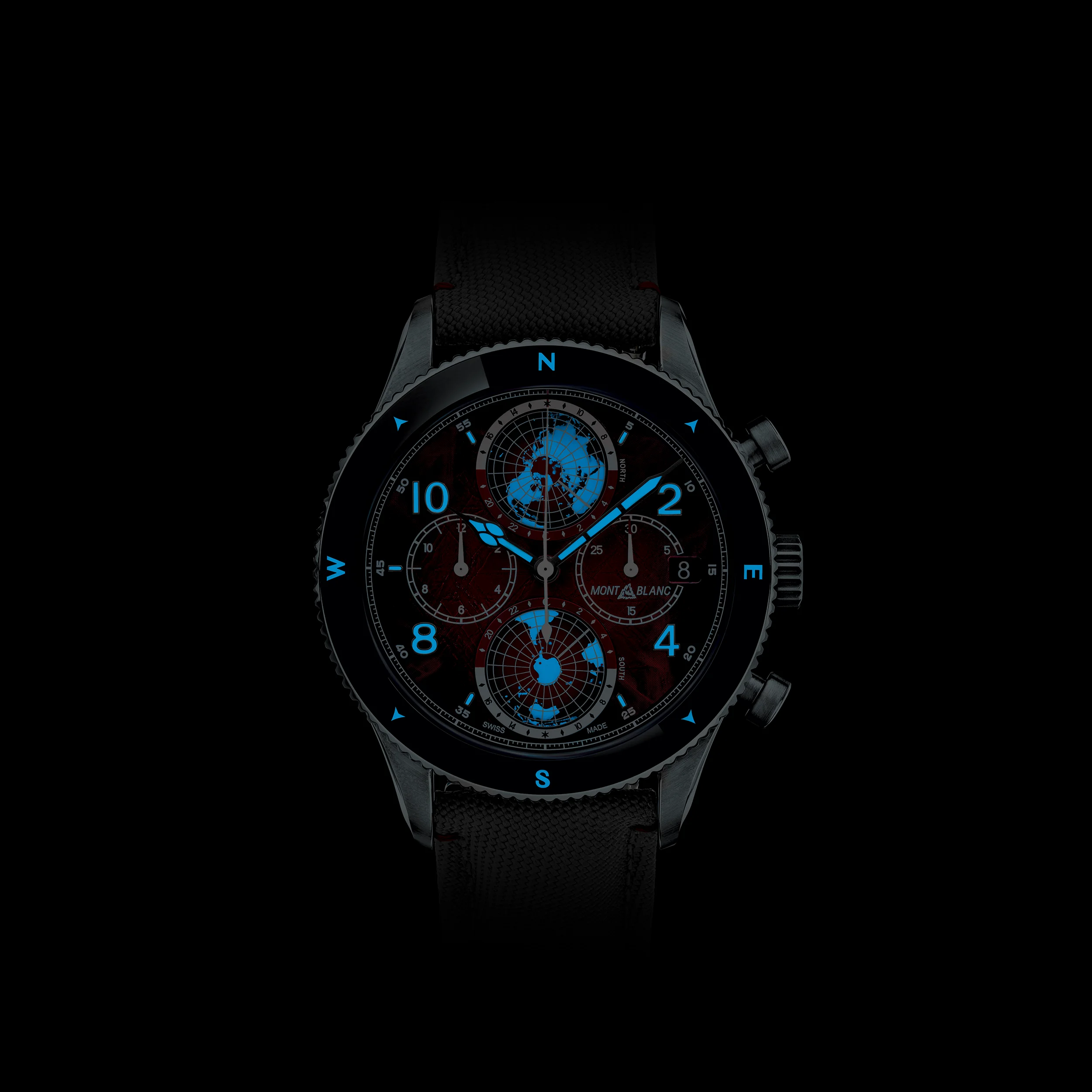 Montblanc 1858 Geosphere Chronograph 0 Oxygen Limited Edition 44mm Men's Watch, Red Dial