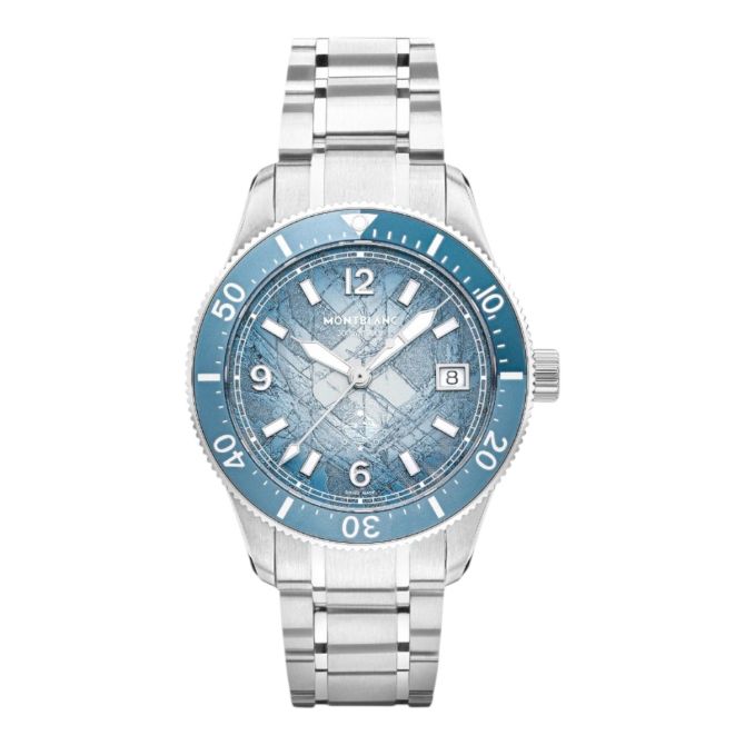 Montblanc Iced Sea Automatic Date 0 Oxygen 38mm Men's Watch, Blue Dial