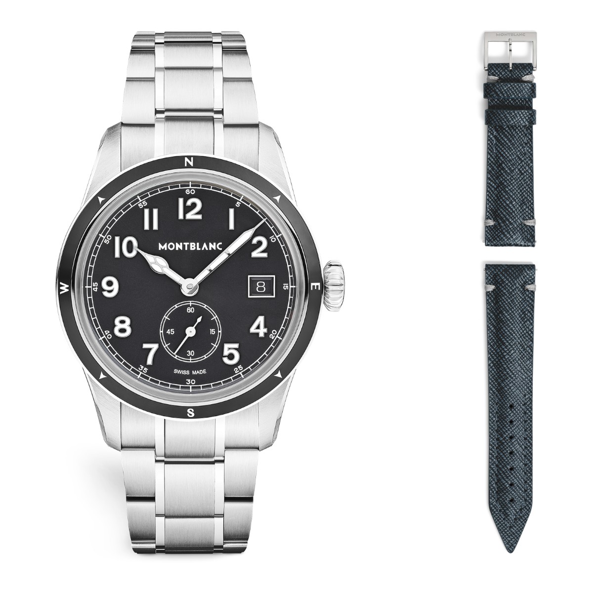 Montblanc 1858 Small Second 0 Oxygen 38mm Watch, Black Dial