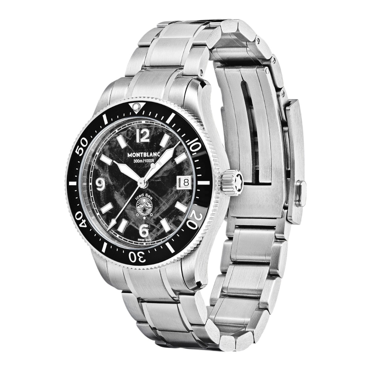Montblanc Iced Sea Automatic Date 0 Oxygen 38mm Watch, Black Glacier Dial