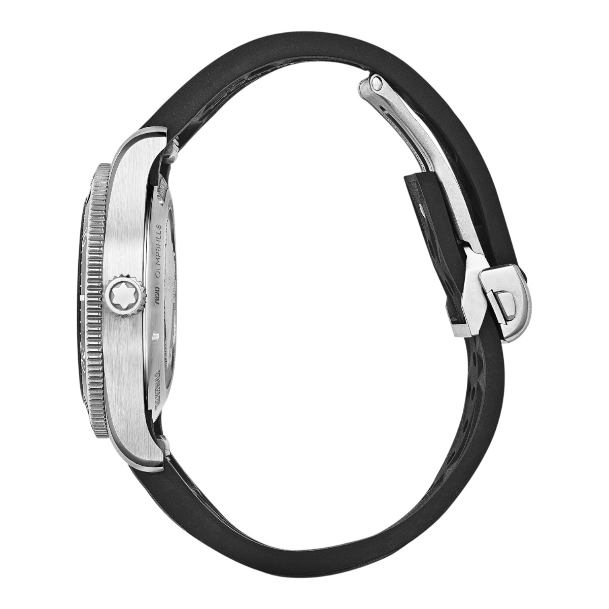 Montblanc Iced Sea Automatic Date 0 Oxygen 38mm Rubber Strap Watch, Black Glacier Dial
