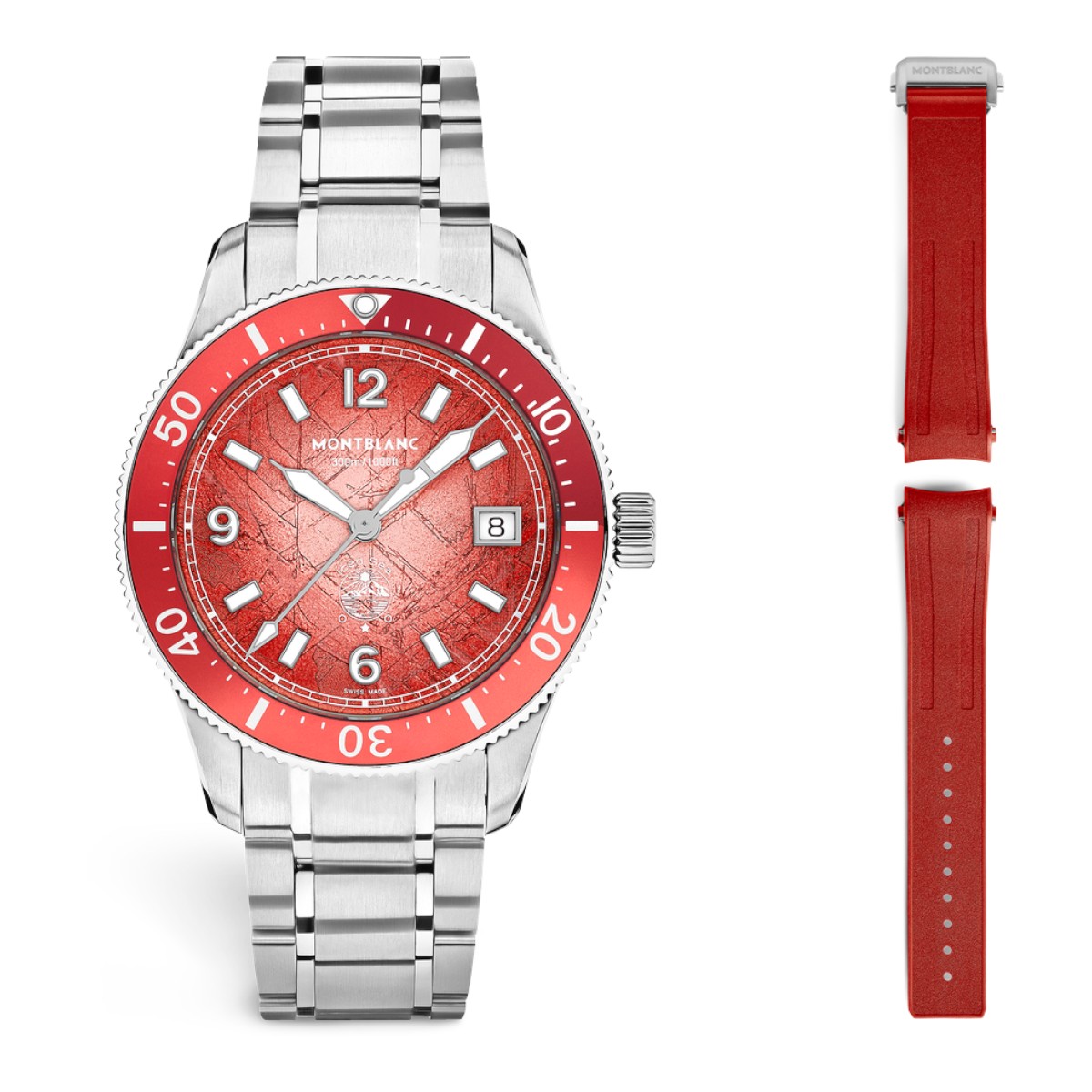 Montblanc Iced Sea Automatic Date 0 Oxygen Limited Edition 38mm Men's Watch, Coral Red Dial
