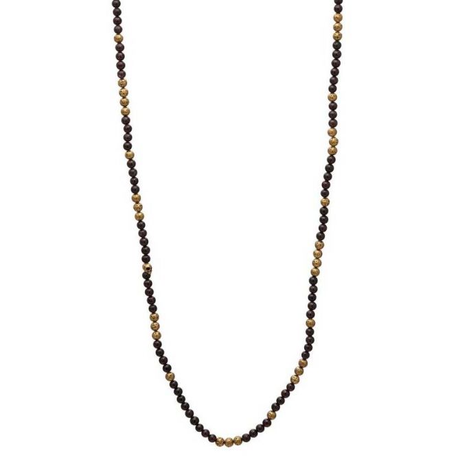 John Varvatos BRASS AND BLACK LAVA Bead Necklace for Men