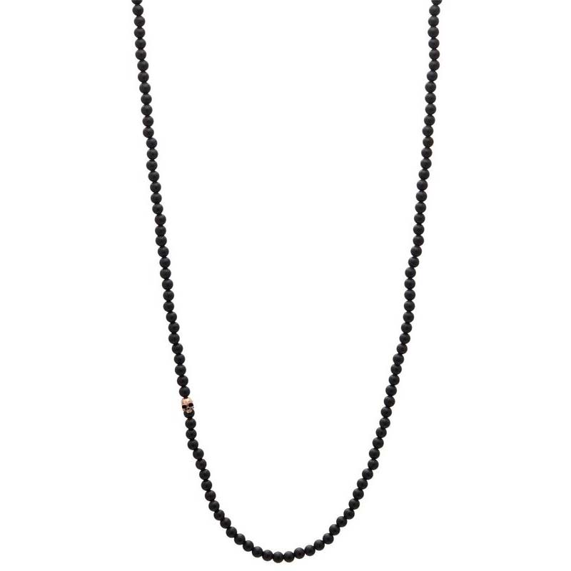 John Varvatos Bronze Onyx Necklace with Skull Clasp