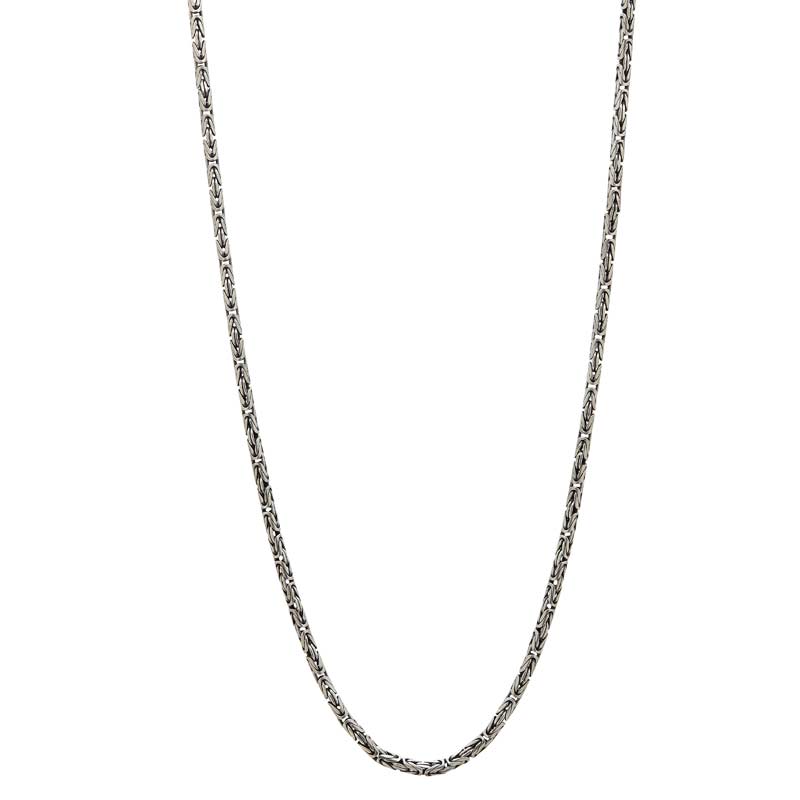 John Varvatos Sterling Silver Woven Chain Necklace with Skull Clasp