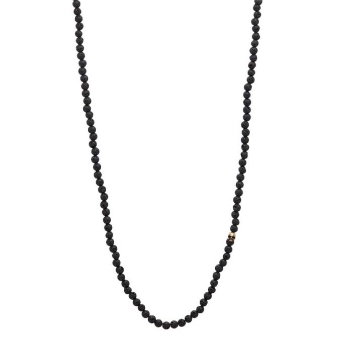 John Varvatos Lava Bead Brass Necklace