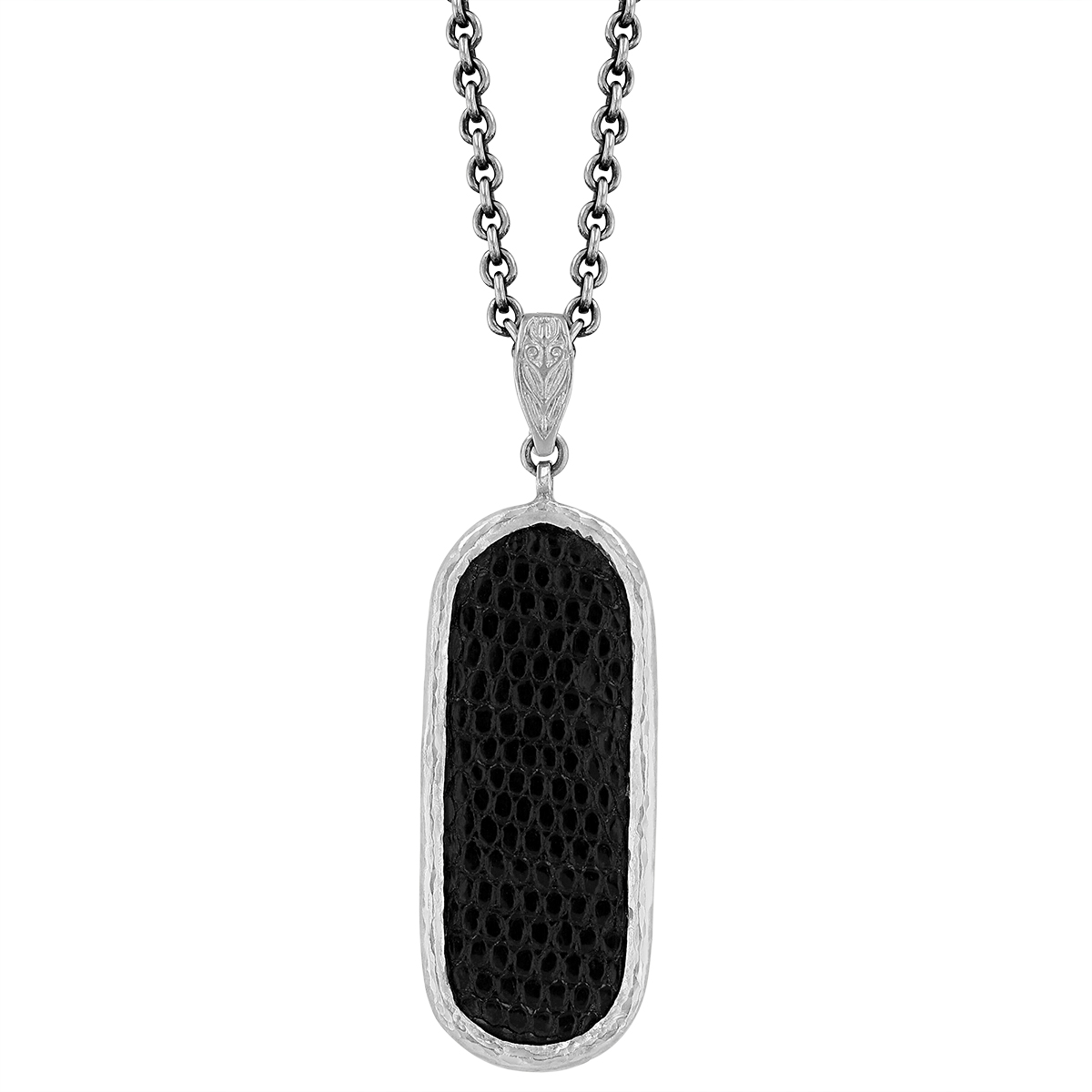 John Varvatos Silverplate Black Drop Pendant
