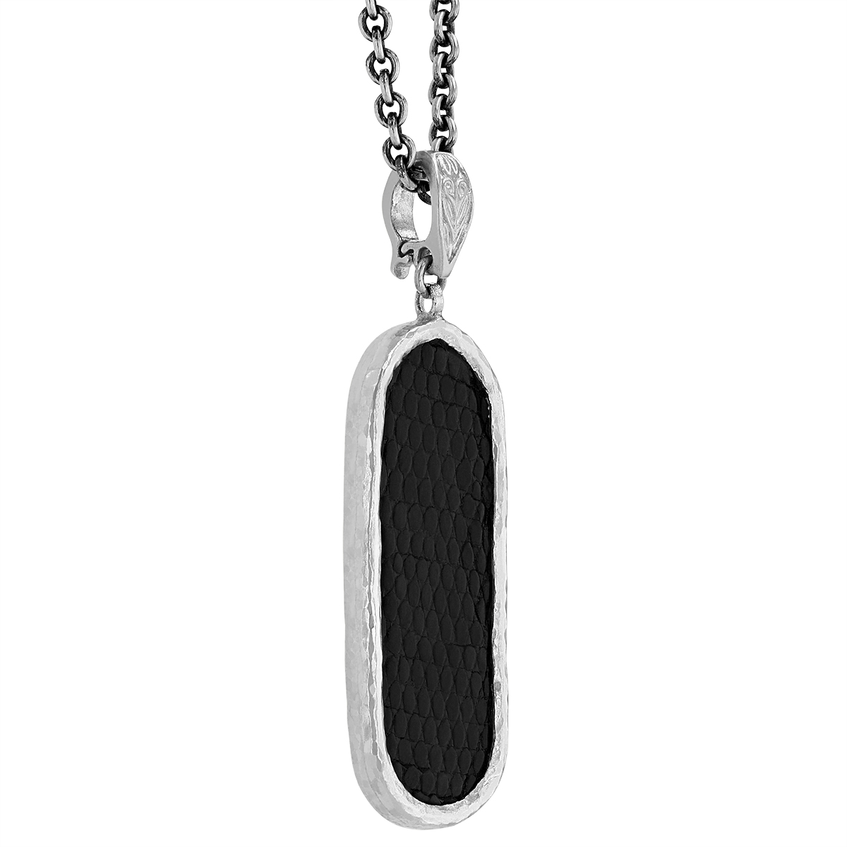John Varvatos Silverplate Black Drop Pendant