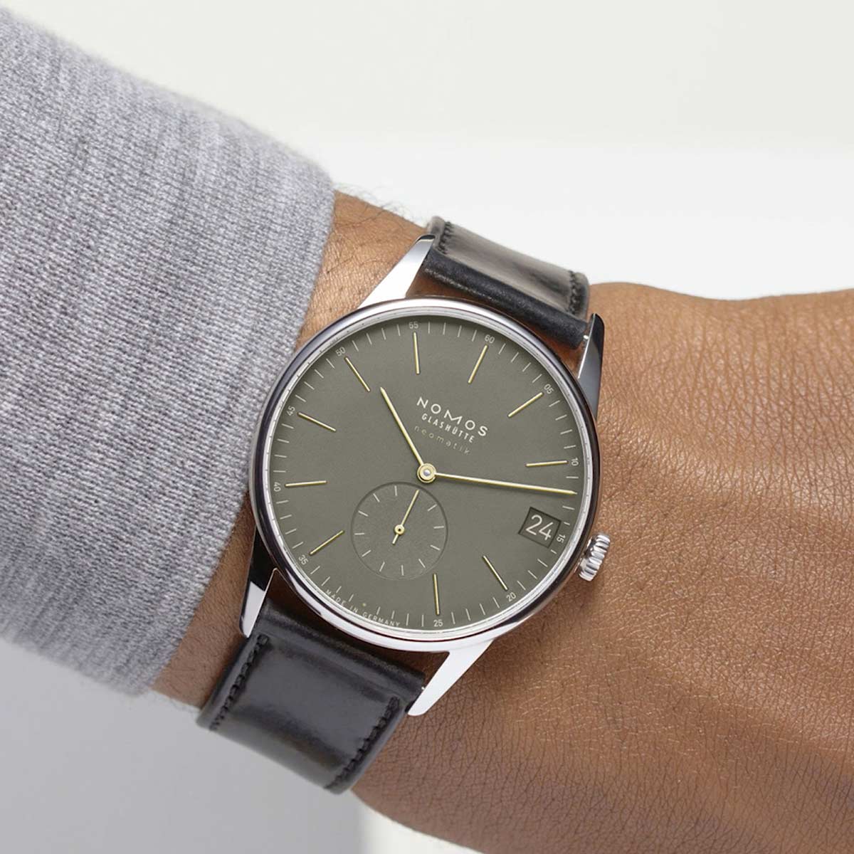 Nomos Glashuette Orion Neomatik Watch, Olive Gold Dial