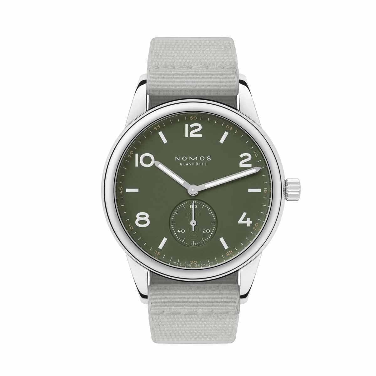 Nomos Glashutte Club Automatic 40mm Limited Edition Watch, Olive Green and White Dial