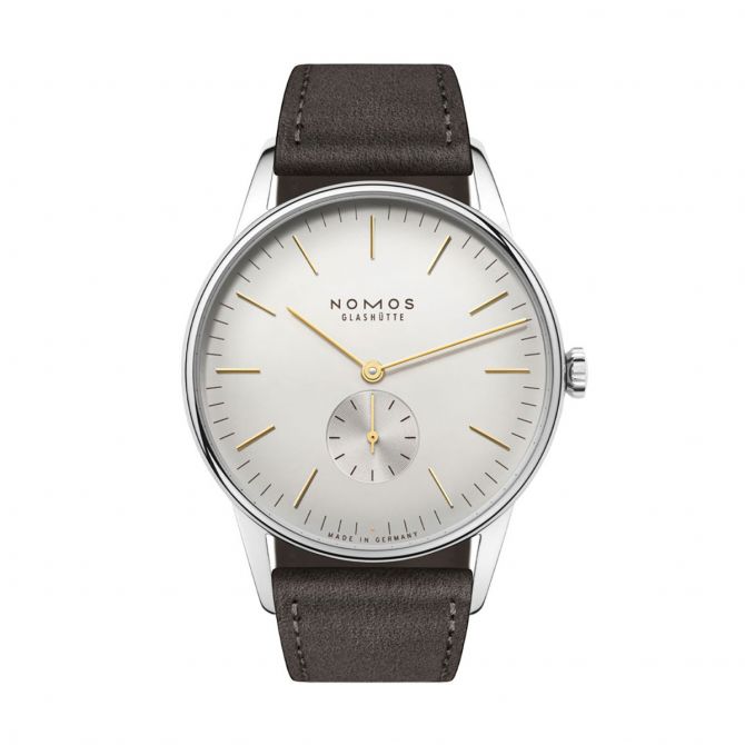 Nomos Glashutte Orion 38mm Watch, Silver Plated Dial