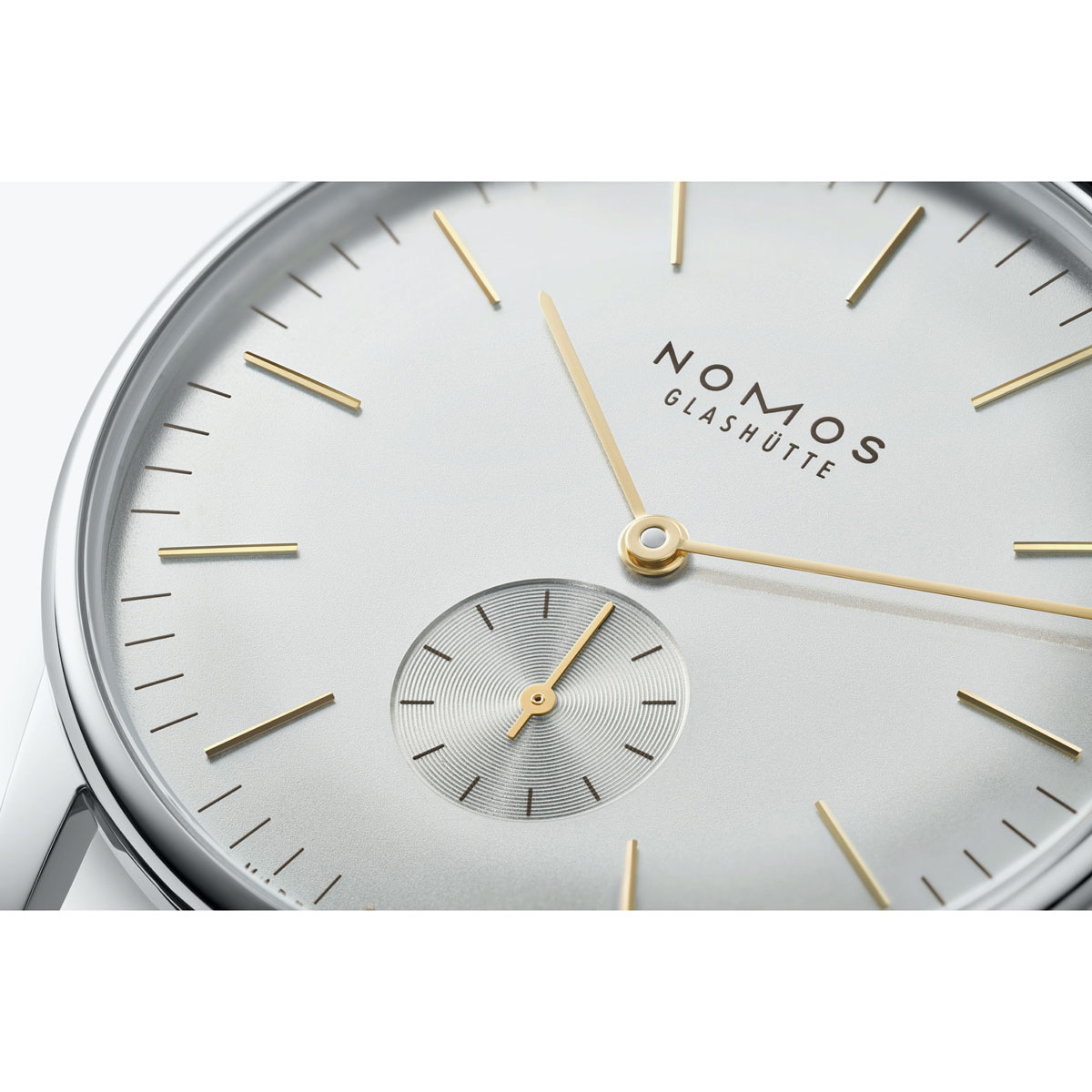 Nomos Glashutte Orion 38mm Watch, Silver Plated Dial