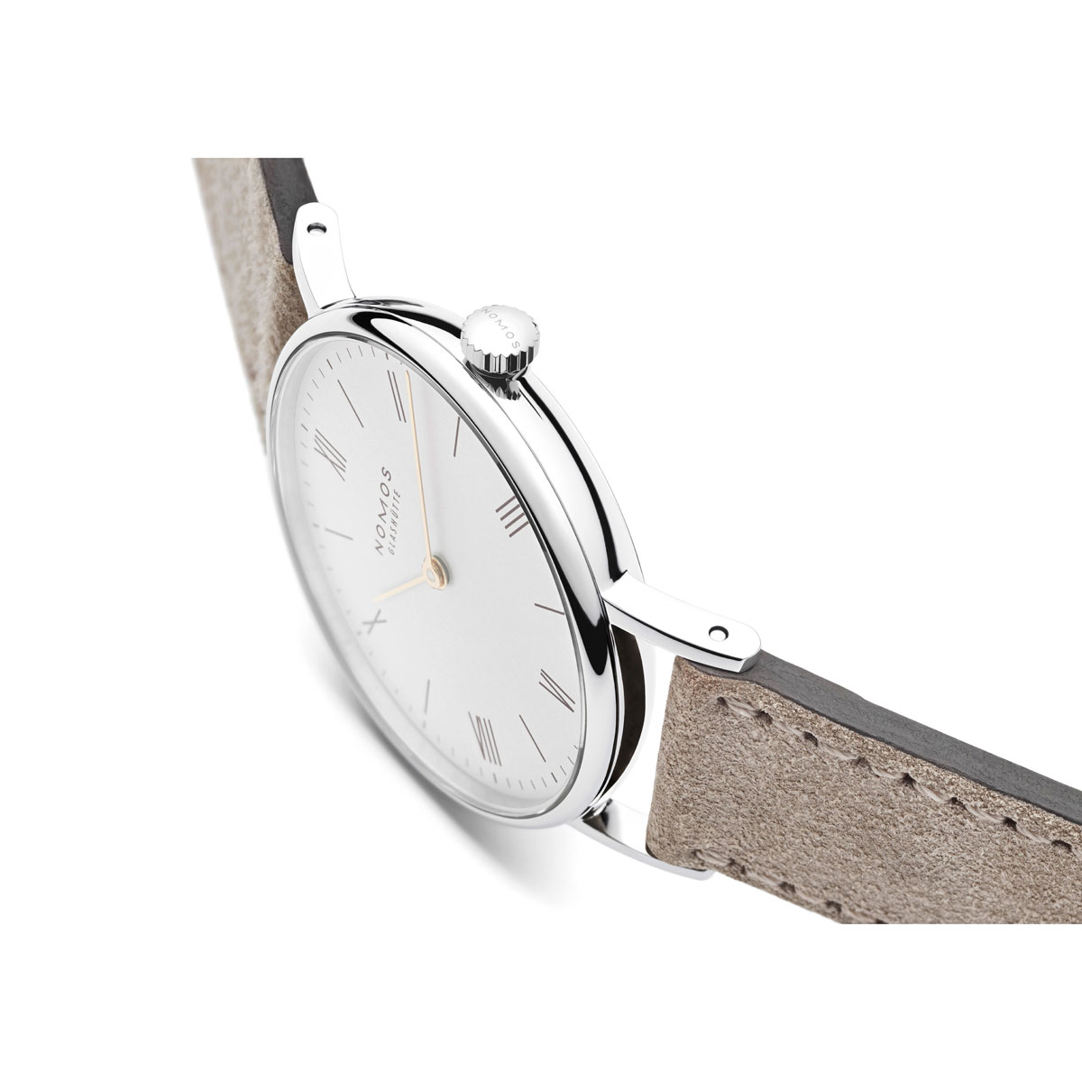 Nomos Glashuette Ludwig 33mm Duo Watch, White Silver Plated Dial