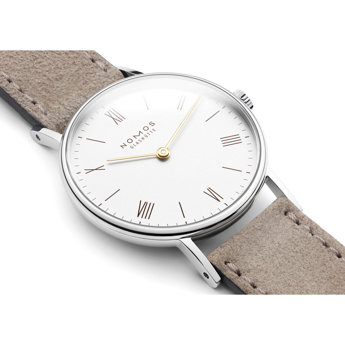Nomos Glashuette Ludwig 33mm Duo Watch, White Silver Plated Dial