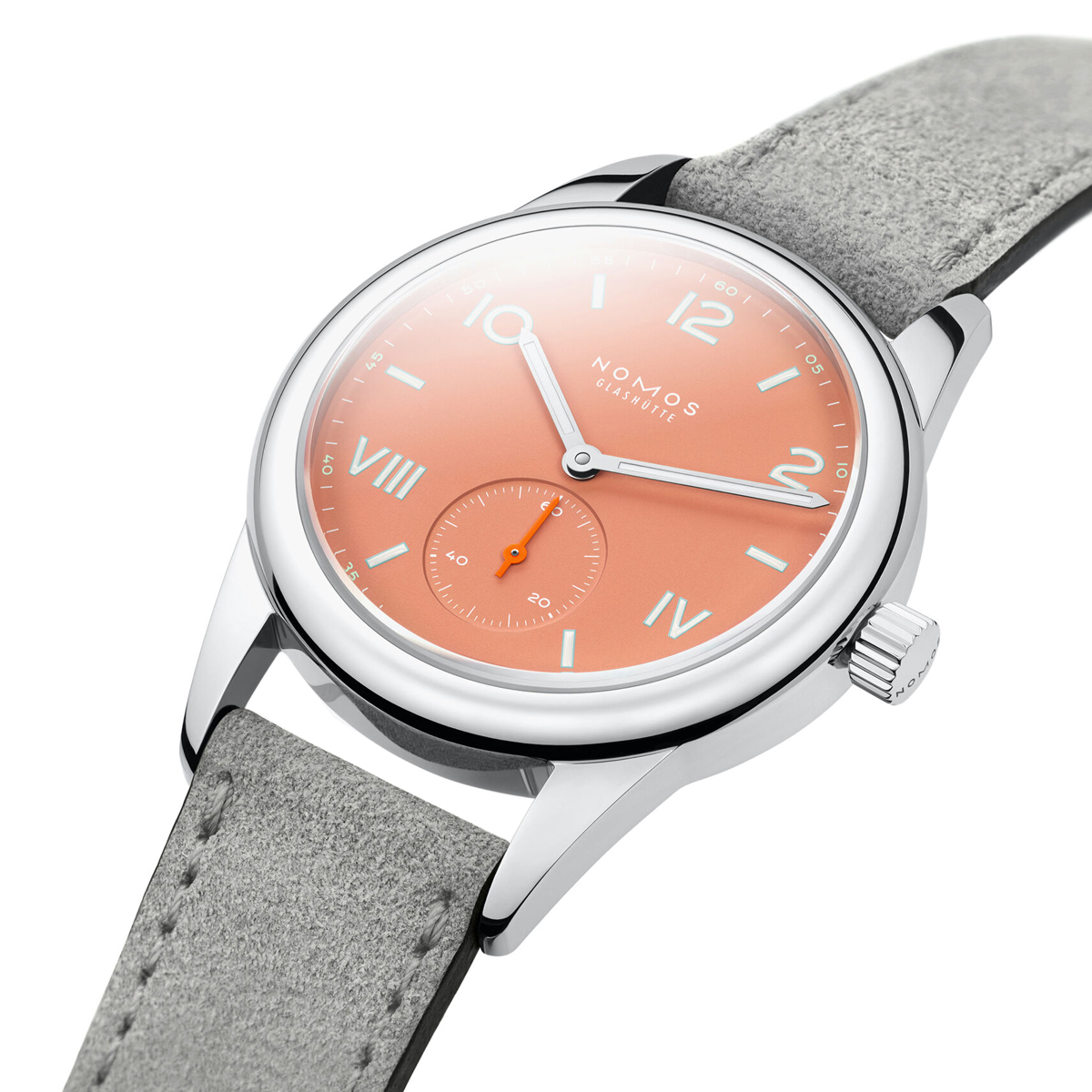Nomos Glashuette Club Campus 36mm Watch, Cream Coral Dial