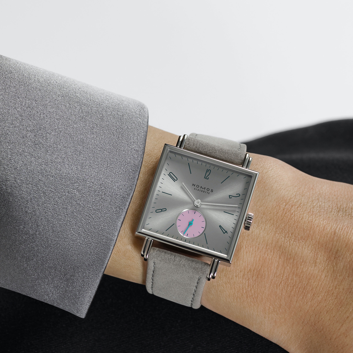 Nomos Glashuette Tetra 29.5mm Women's Watch, Rose Gold and SilverCut Polished Dial