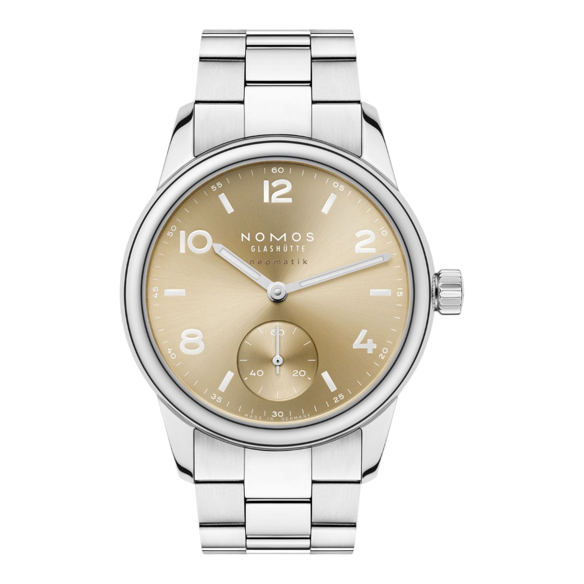 Nomos Glashuette Club Sport Neomatik 34mm Watch, Golden Dial