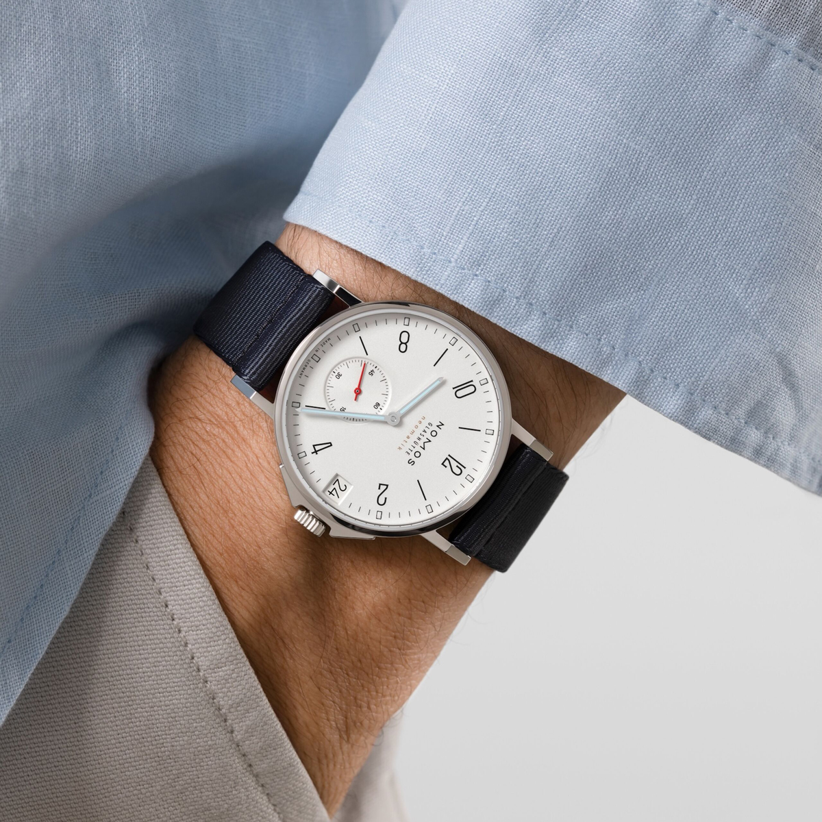 Nomos Glashuette Ahoi Neomatik 38mm Date Watch, White Dial