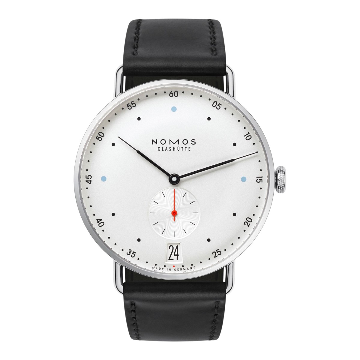 Nomos Glashuette Metro Date 38mm Men's Watch, White Silver Dial