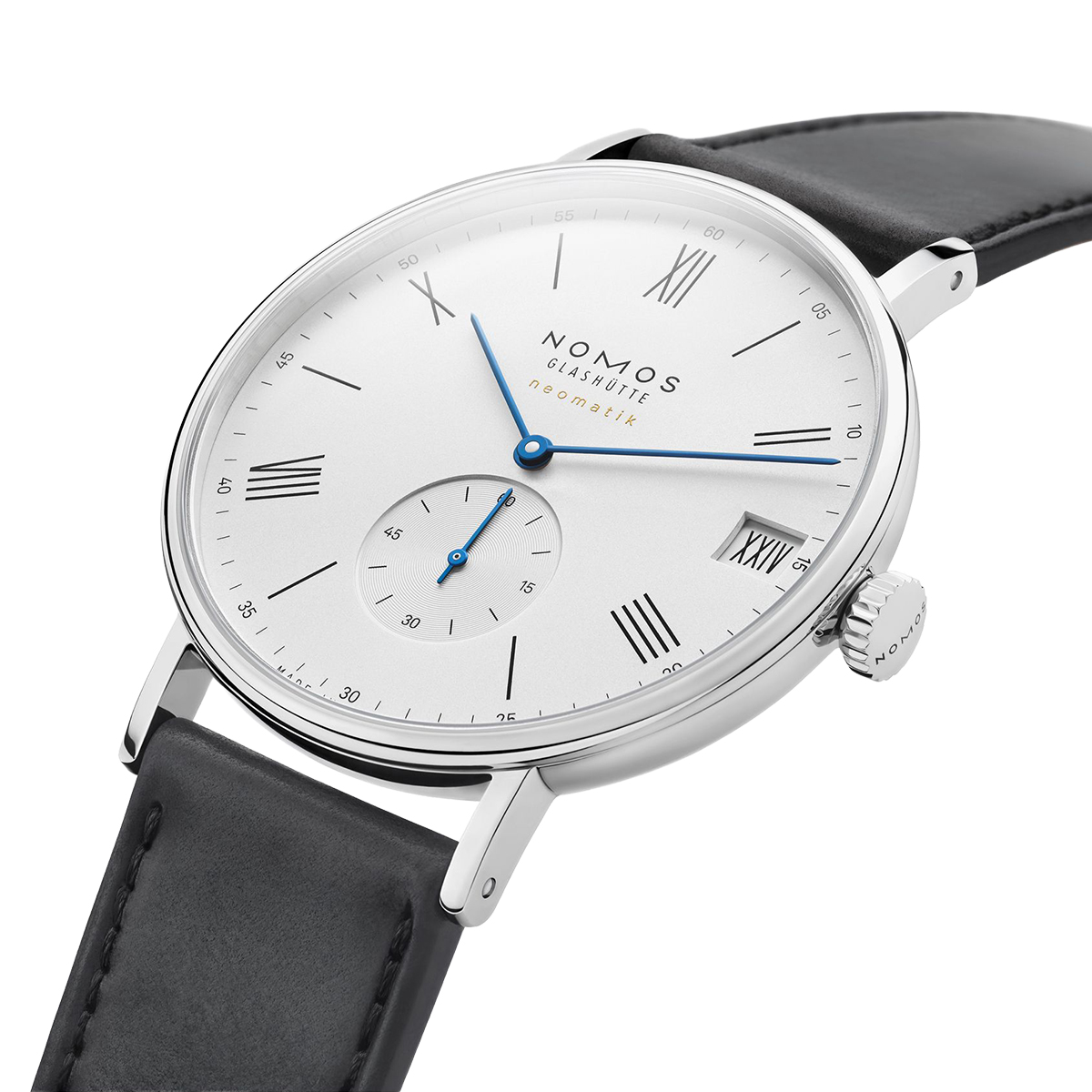 Nomos Glashuette Ludwig Neomatik 41mm Date Watch, White Silver Plated Dial