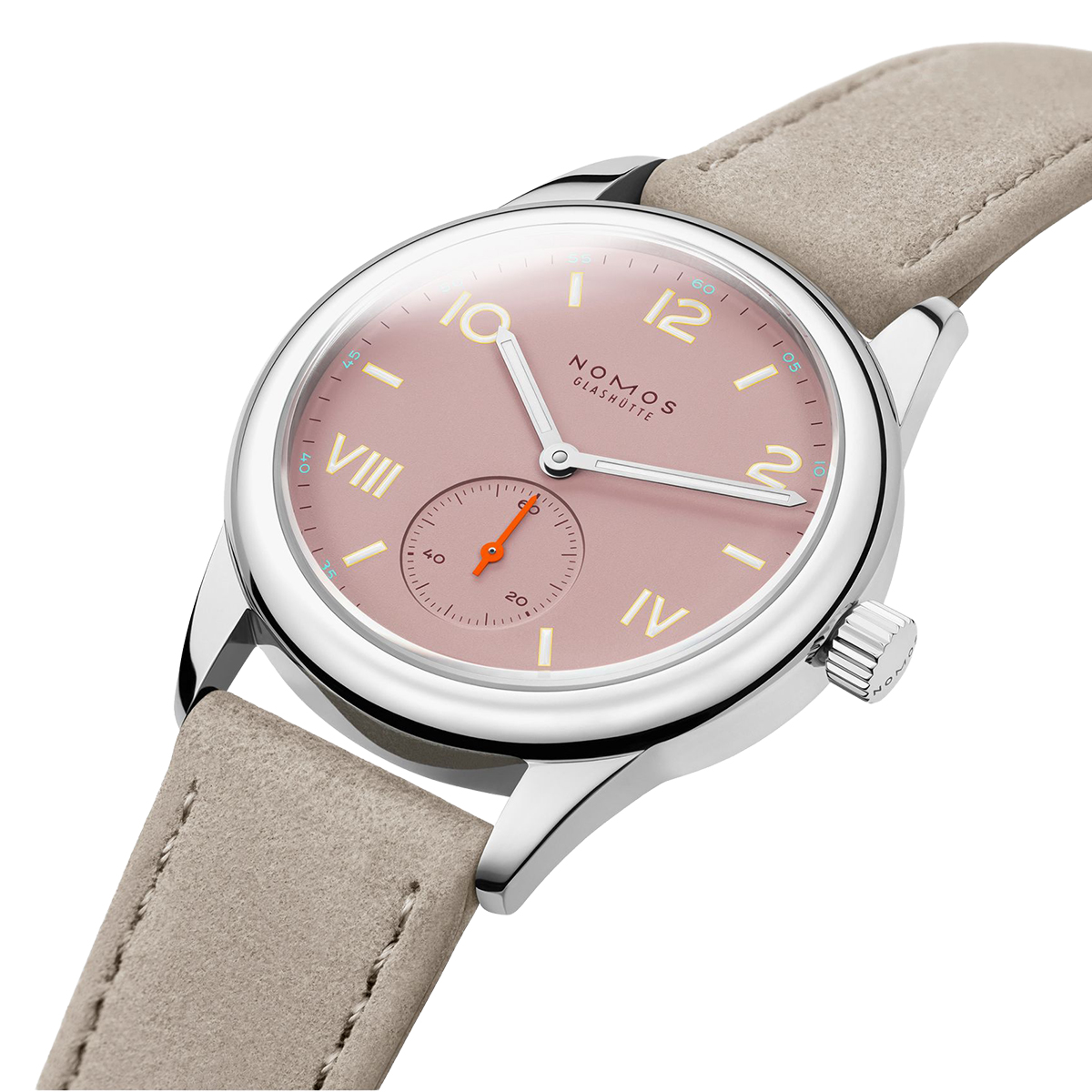 Nomos Glashuette Club Campus 36mm Watch, Rose Pink Dial