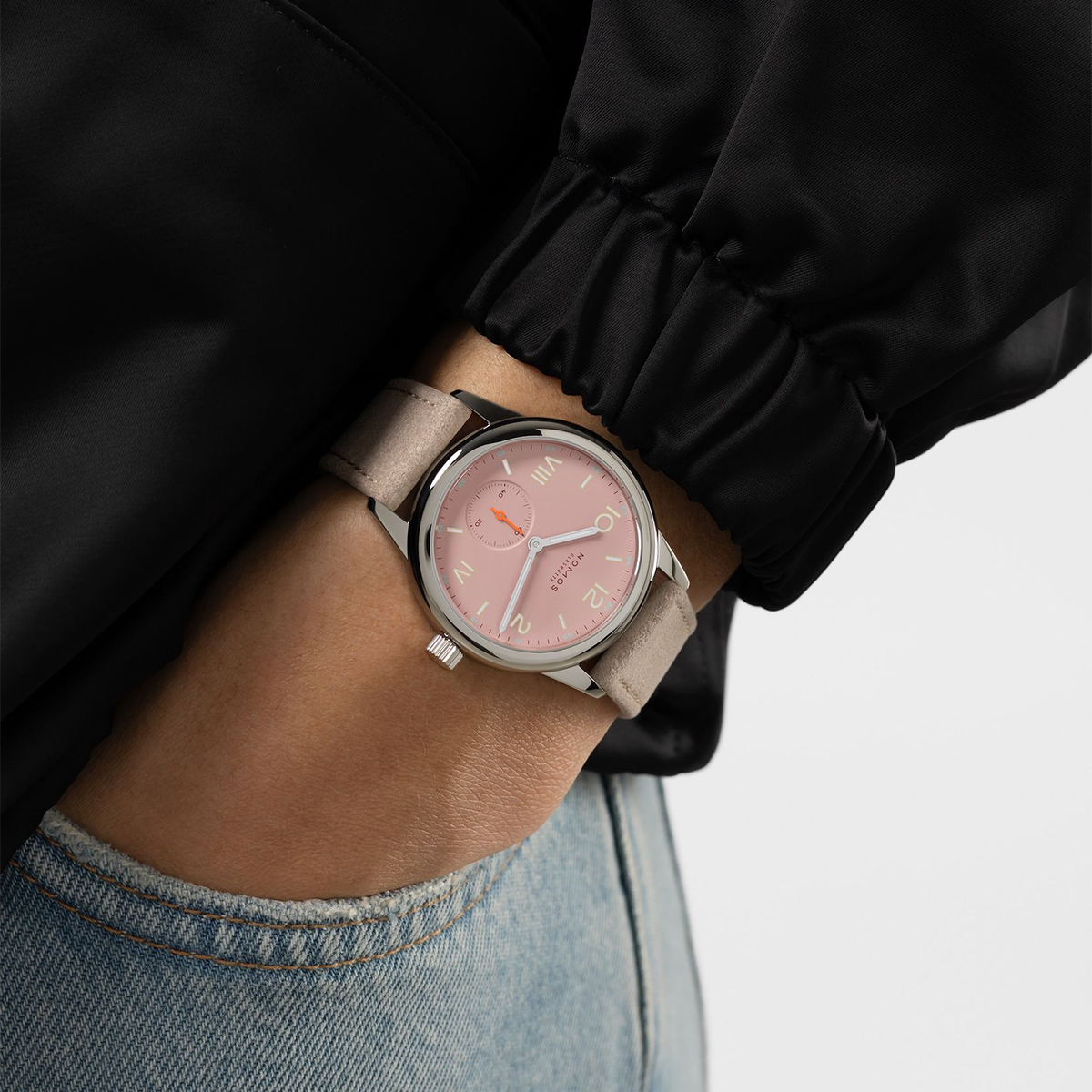 Nomos Glashuette Club Campus 36mm Watch, Rose Pink Dial