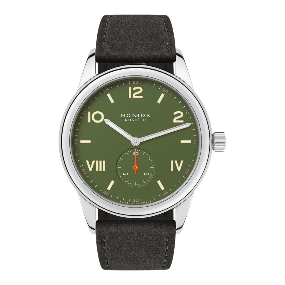 Nomos Glashuette Club Campus 38mm Watch, Olive Green Dial