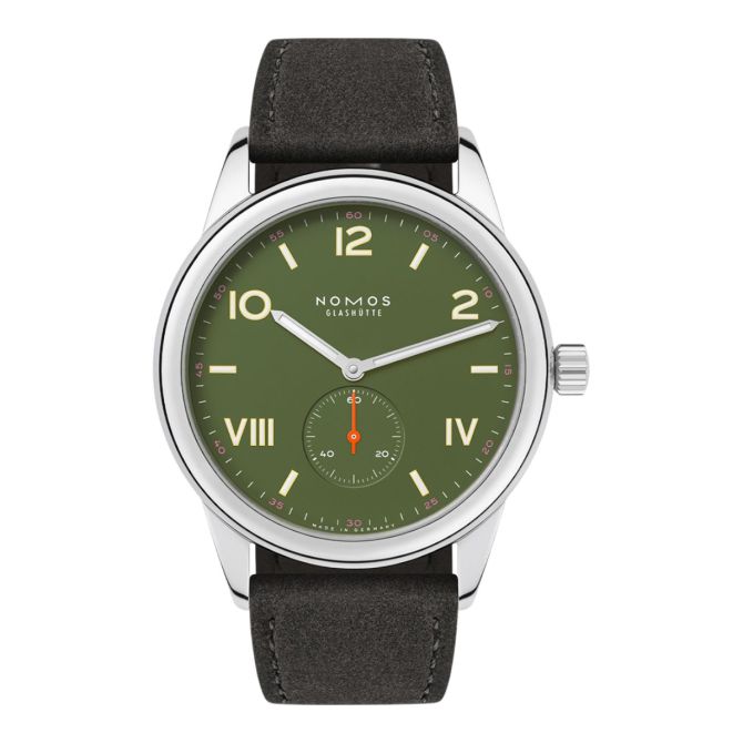 Nomos Glashuette Club Campus 38mm Watch, Olive Green Dial