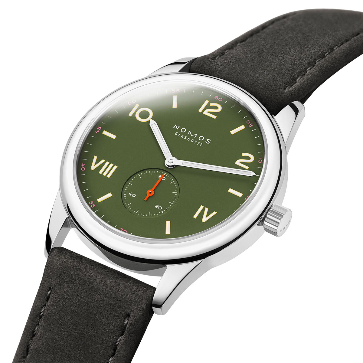 Nomos Glashuette Club Campus 38mm Watch, Olive Green Dial