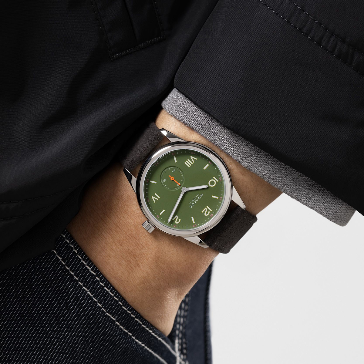 Nomos Glashuette Club Campus 38mm Watch, Olive Green Dial