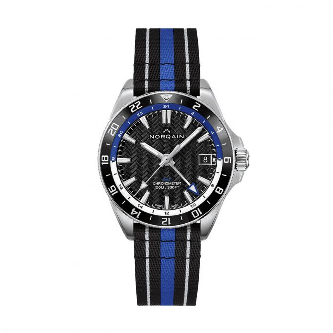 Norqain Adventure Neverest GMT 41mm Watch, Black and Blue Dial