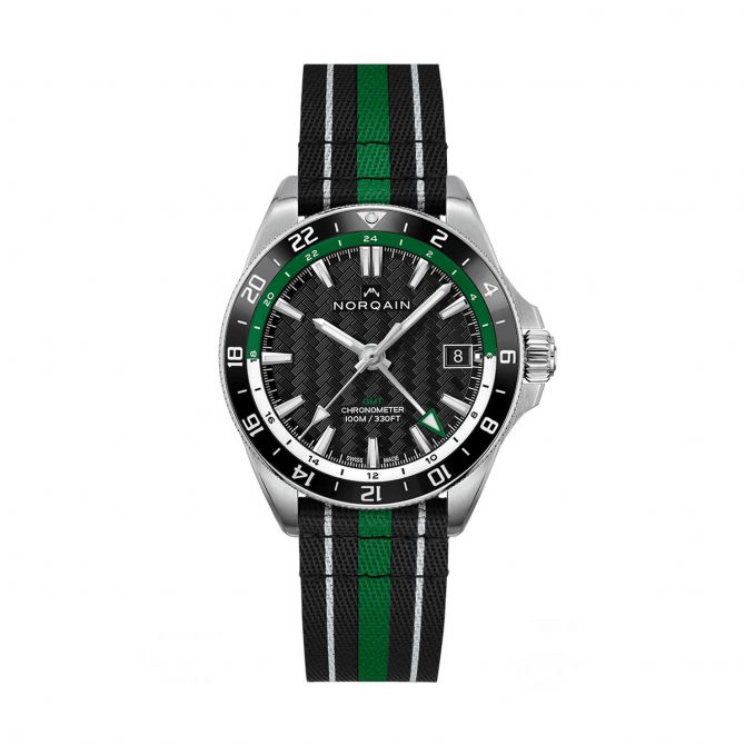 Norqain Adventure Neverest GMT 41mm Watch, Green and Black Band |  NN1100SC1CG/BE111/15BEN.20S | Borsheims