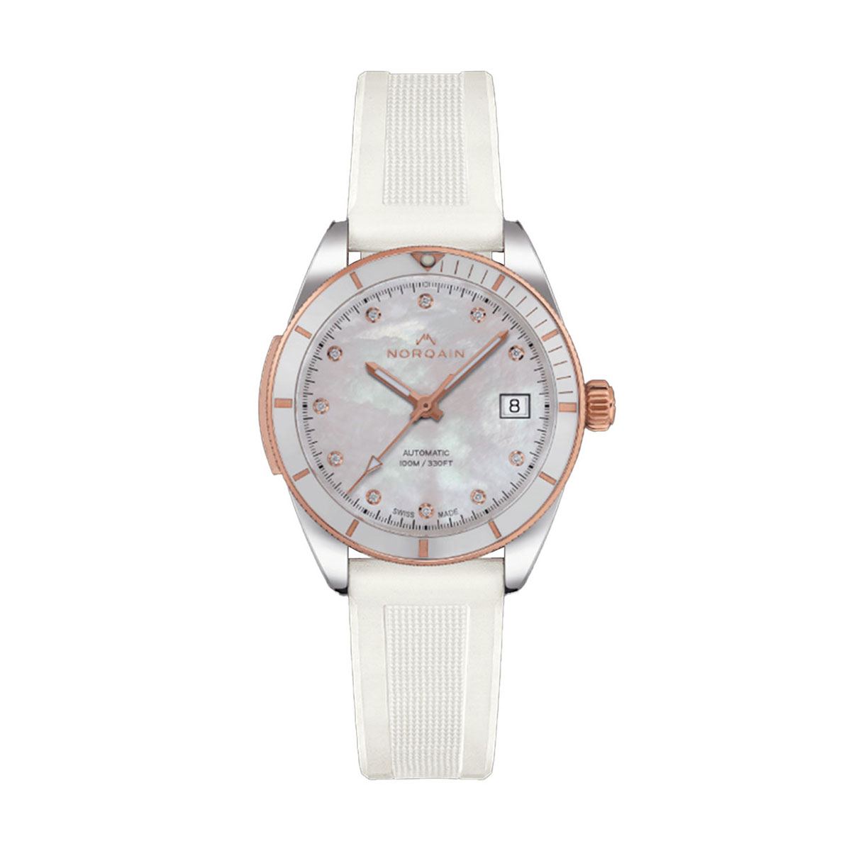 Norqain Adventure Sport 37mm Watch, Mother of Pearl Diamond Dial