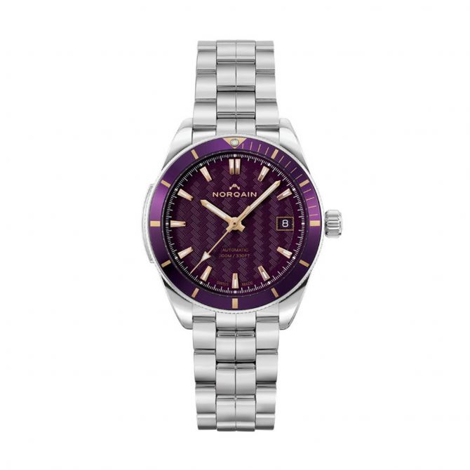Norqain Adventure Sport 37mm Watch, Purple Dial and Stainless Steel Bracelet