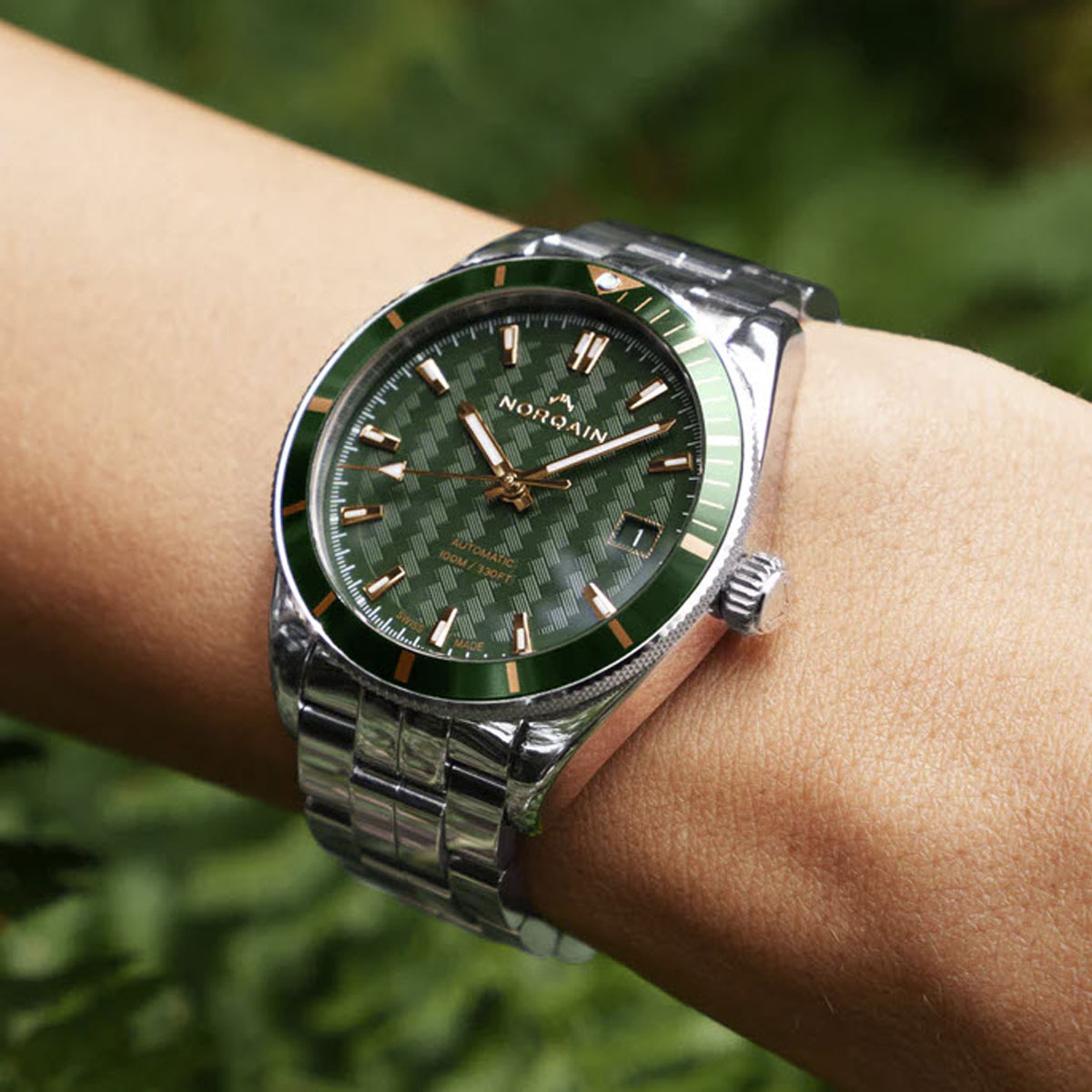 Norqain Adventure Sport 37mm Women's Watch, Green Pattern Dial