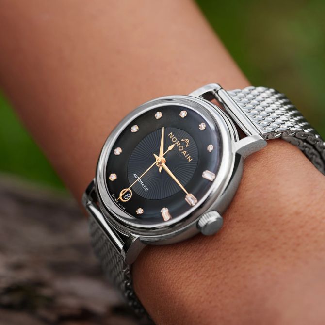 Norqain Freedom 60 34 mm Watch, Black Mother of Pearl Dial | N2800