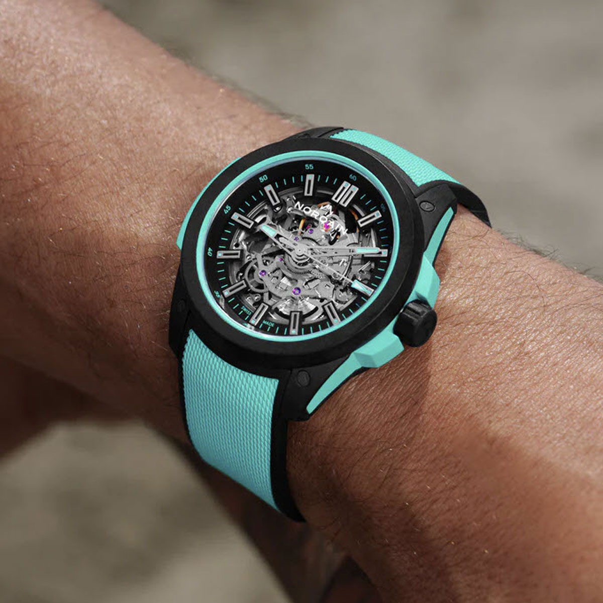 Norqain Wild One Skeleton 42mm Men's Watch, Blue Skeleton Dial