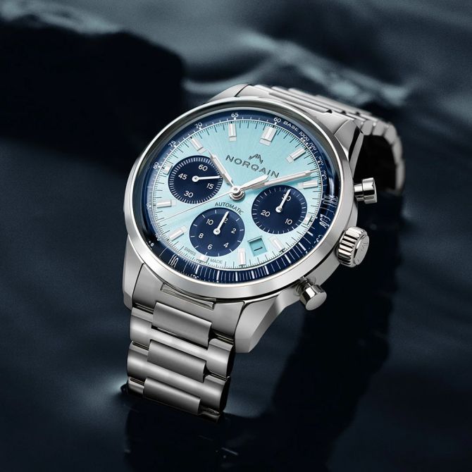 Norqain Freedom 60 Chrono 40 mm Sky Blue Bracelet Watch | N2201